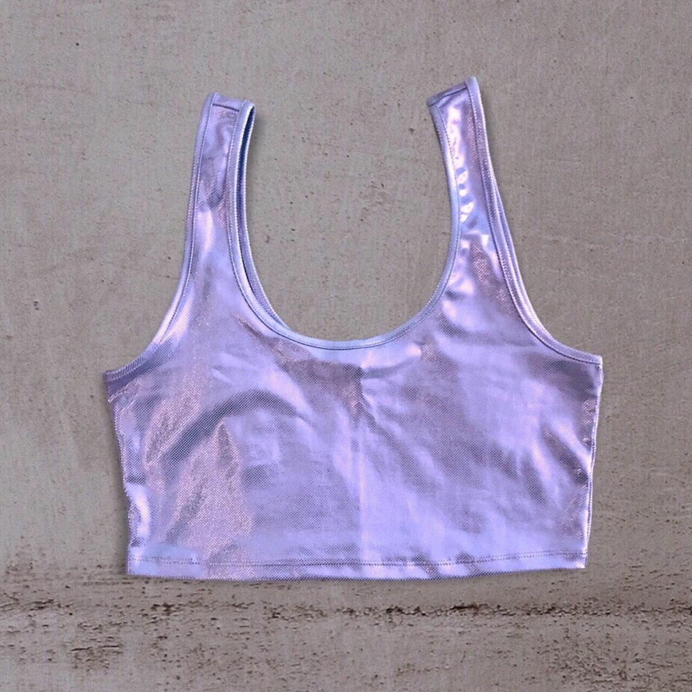 Forever 21 purple metallic crop top